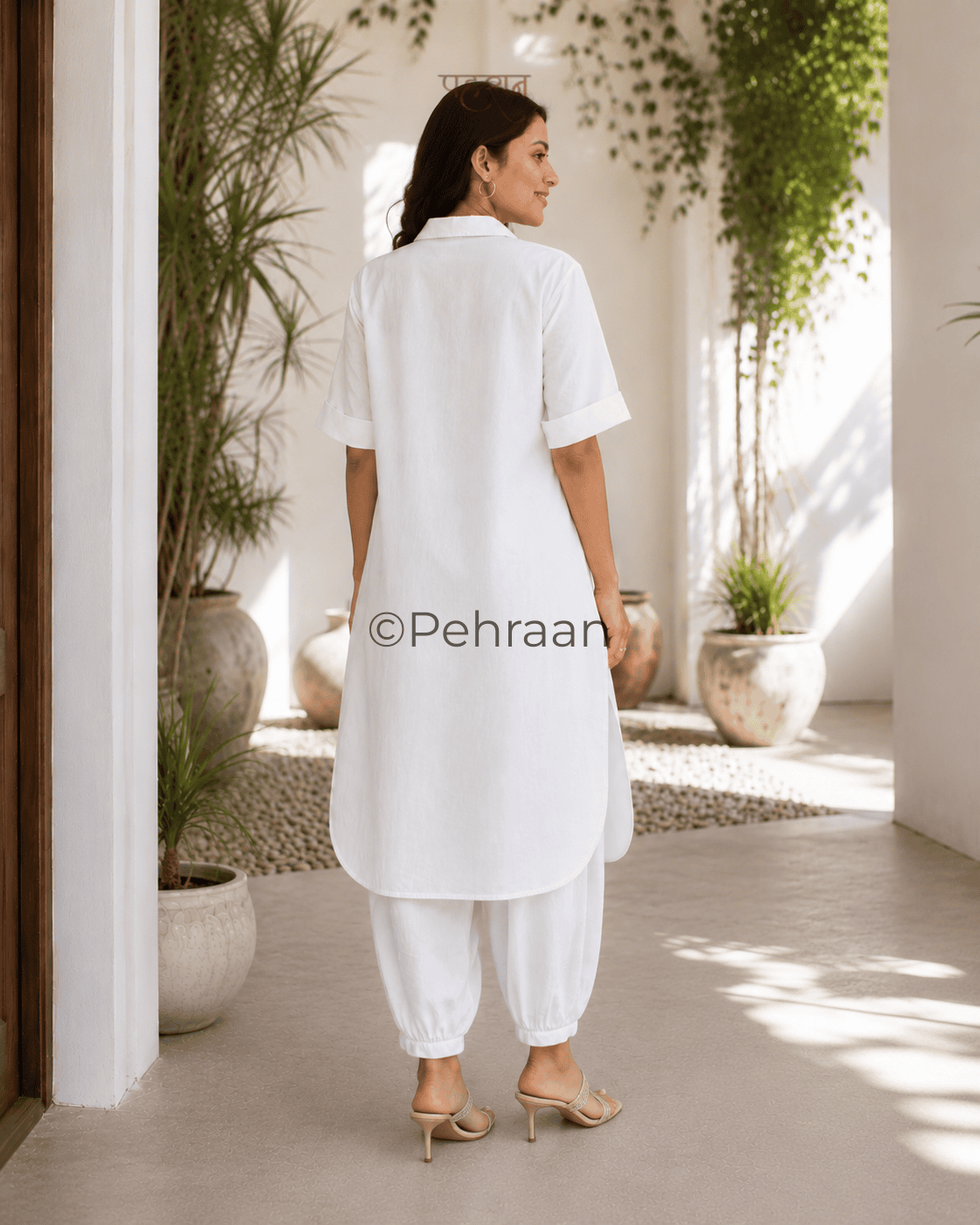Pehraan Pathani Cotton 2 Piece Kurta Set for Women For Office & Casual Wear