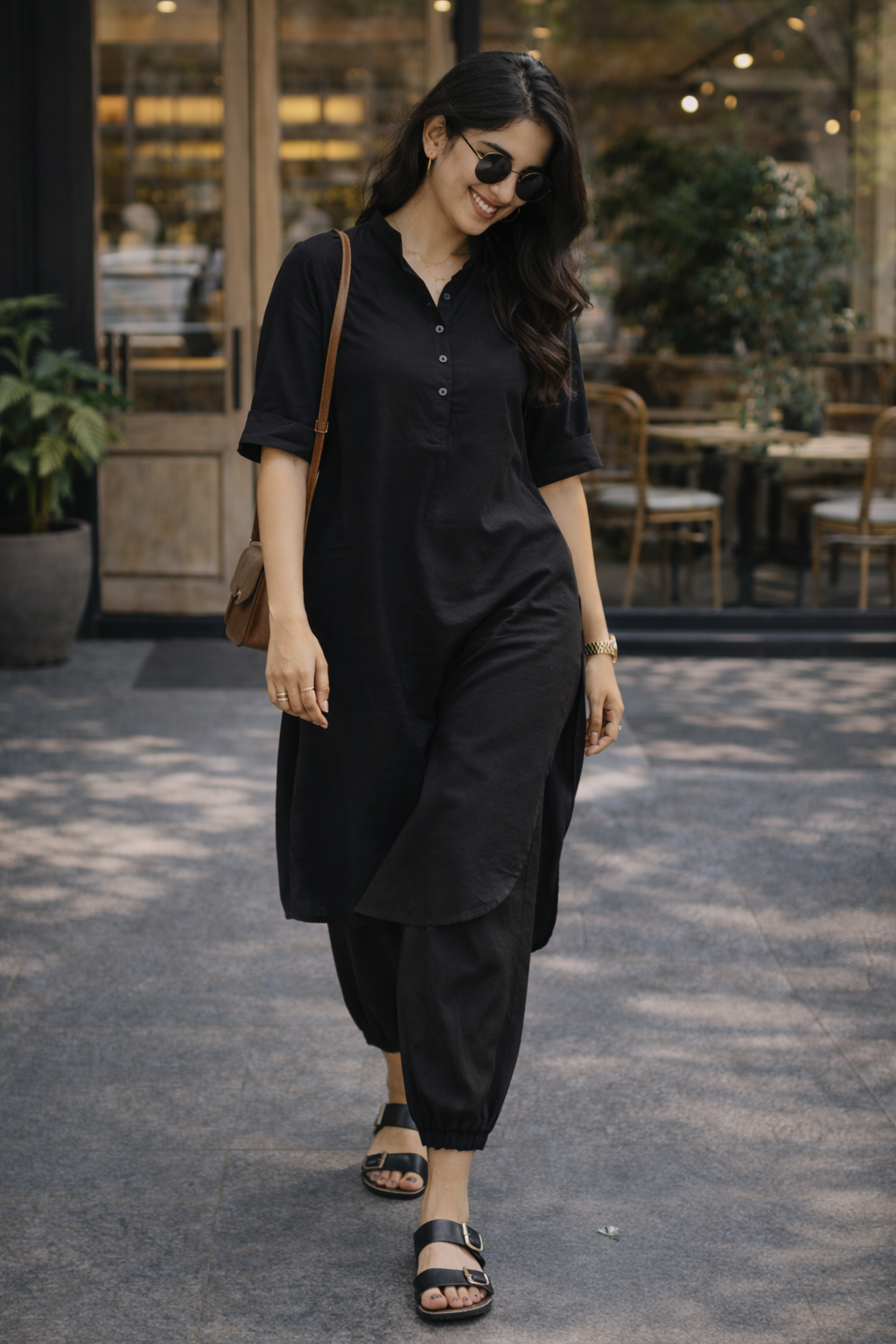 Pehraan Pathani Cotton 2 Piece Kurta Set for Women For Office & Casual Wear