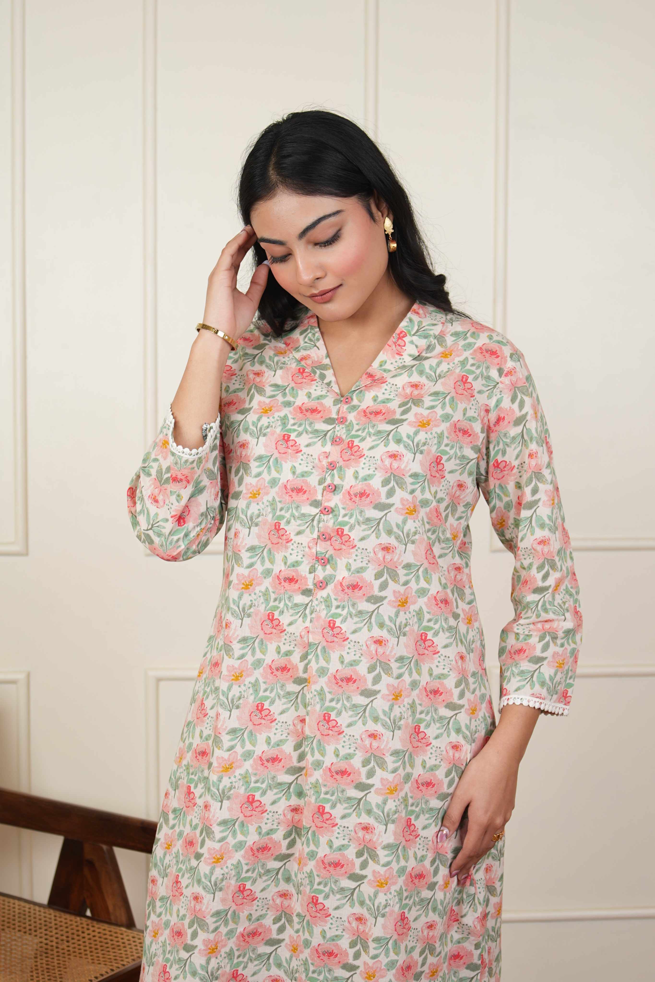 Pehraan Straight Fit Cotton 3 Piece Kurta Set for Women For Office & Casual Wear