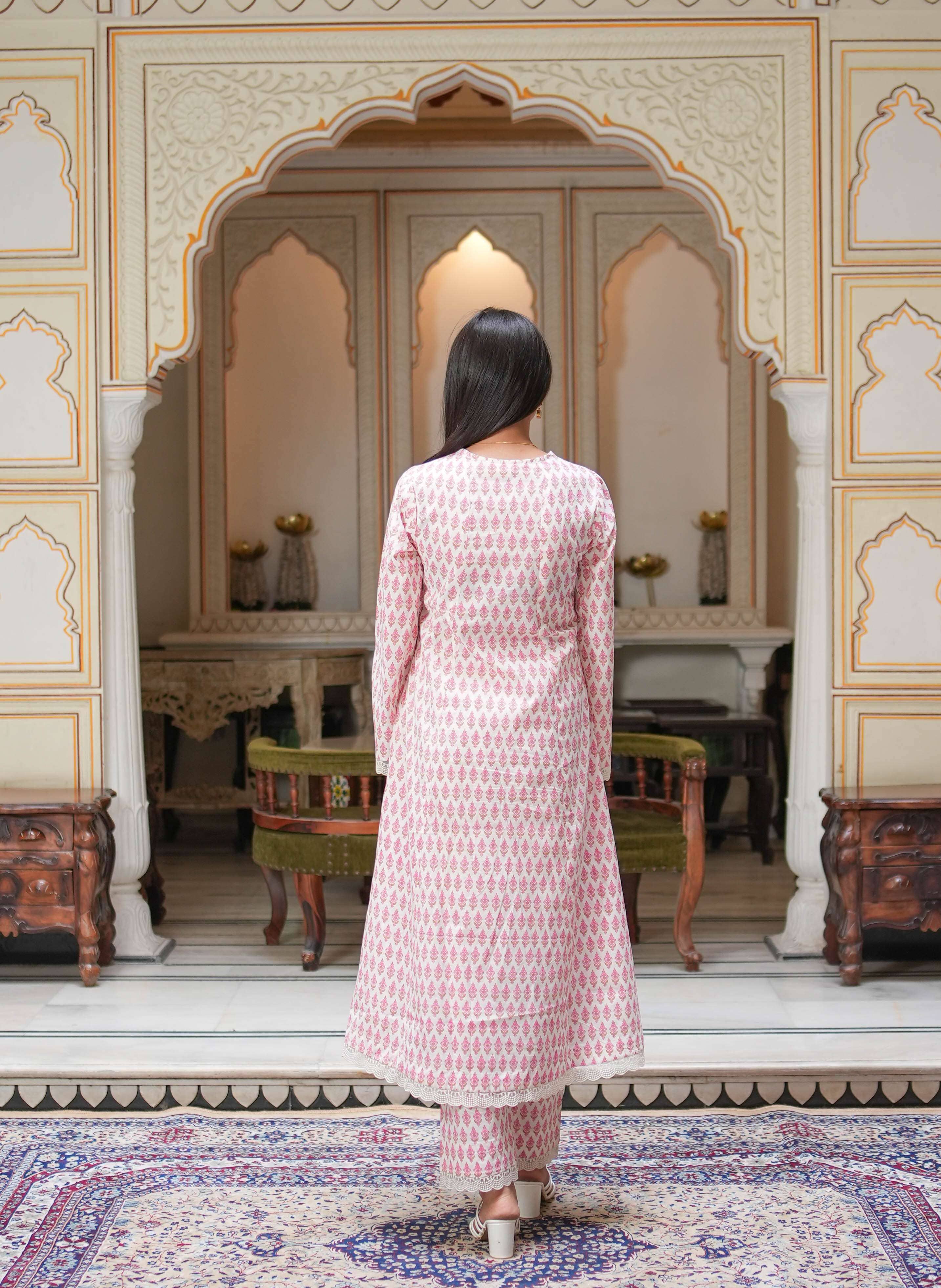 Pehraan Straight Fit Cotton 3 Piece Kurta Set for Women For Office & Casual Wear - Pink