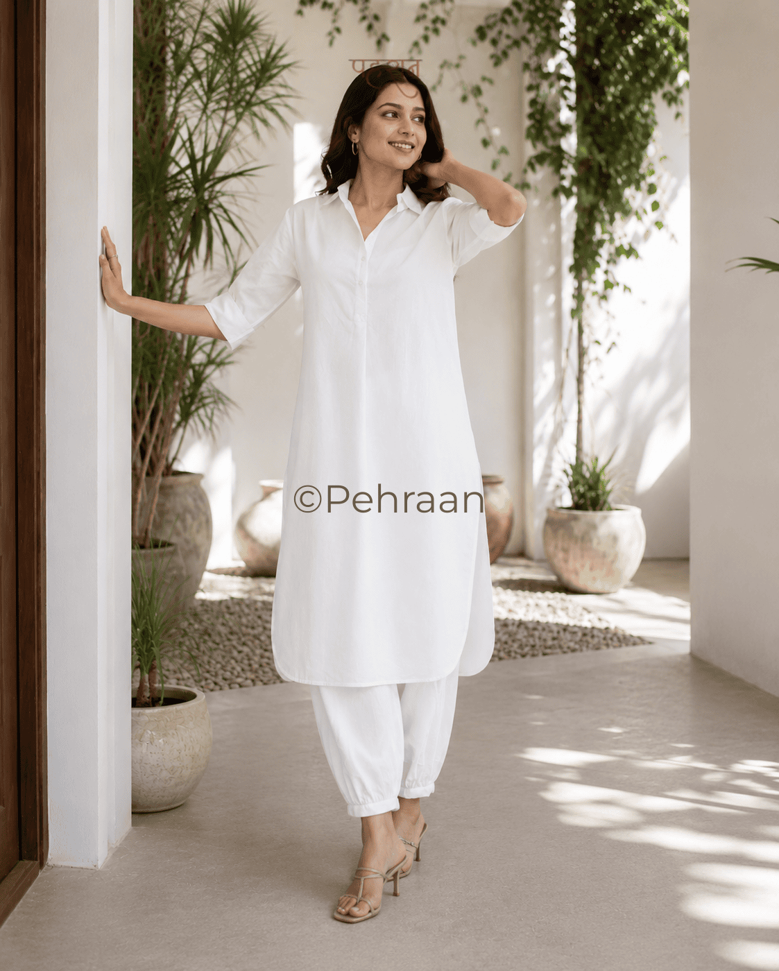 Pehraan Pathani Cotton 2 Piece Kurta Set for Women For Office & Casual Wear