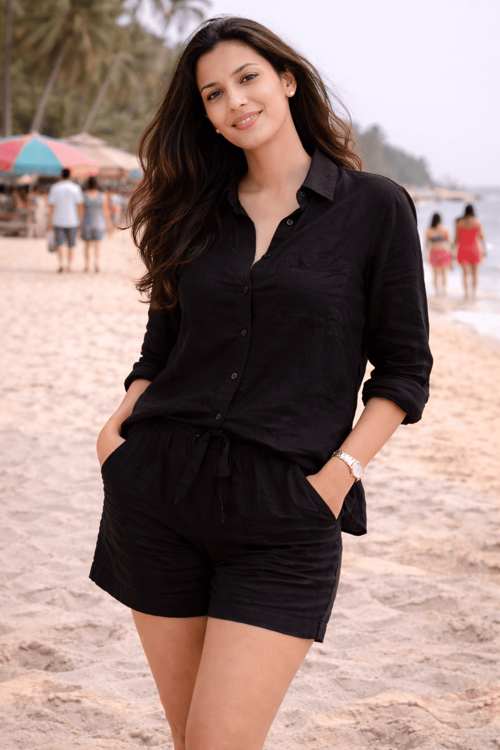 Pehraan Comfortable Coastal White Cotton Co-ord Set for Women for Casual & Travel Wear