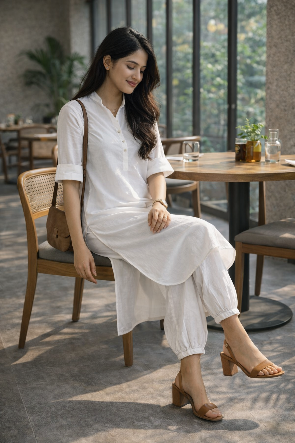 Pehraan Pathani Cotton 2 Piece Kurta Set for Women For Office & Casual Wear