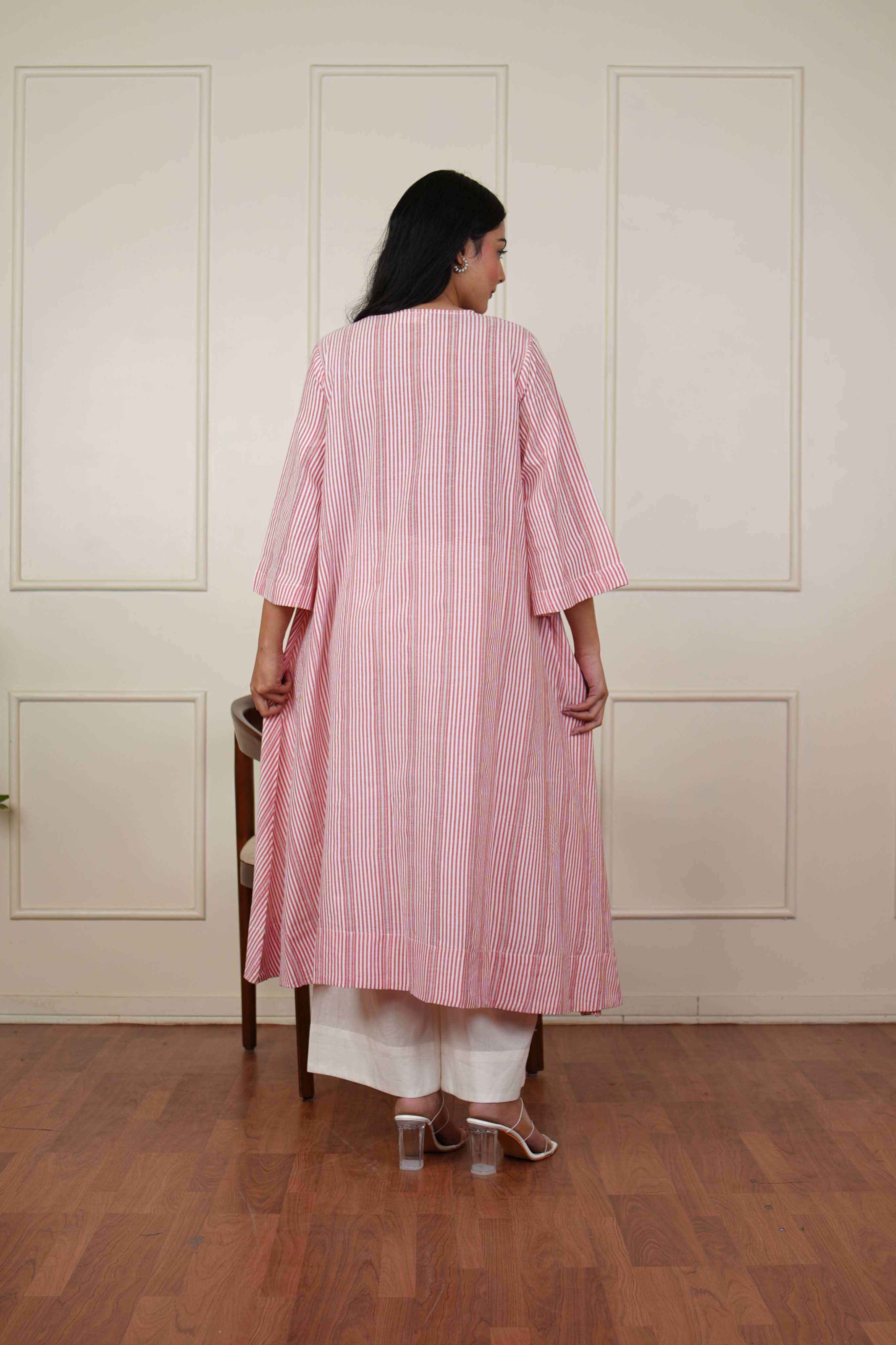 Pehraan A-Line Cotton 2 Piece Kurta Set for Women For Office & Casual Wear - Pink