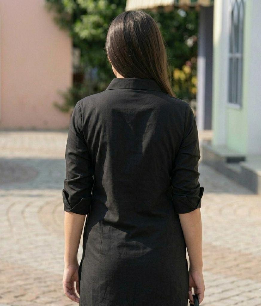 Pehraan Classic Black Cotton Kurta Pant Set for Girls/Women for Office & Casual wear