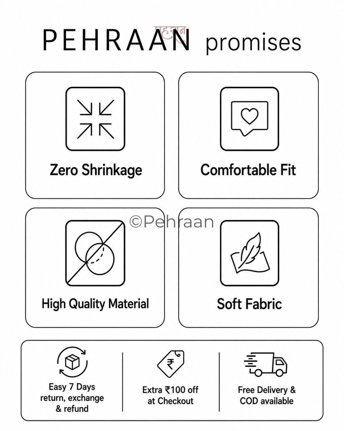 Pehraan Ultra-Comfortable Free Style Pants - Black/White