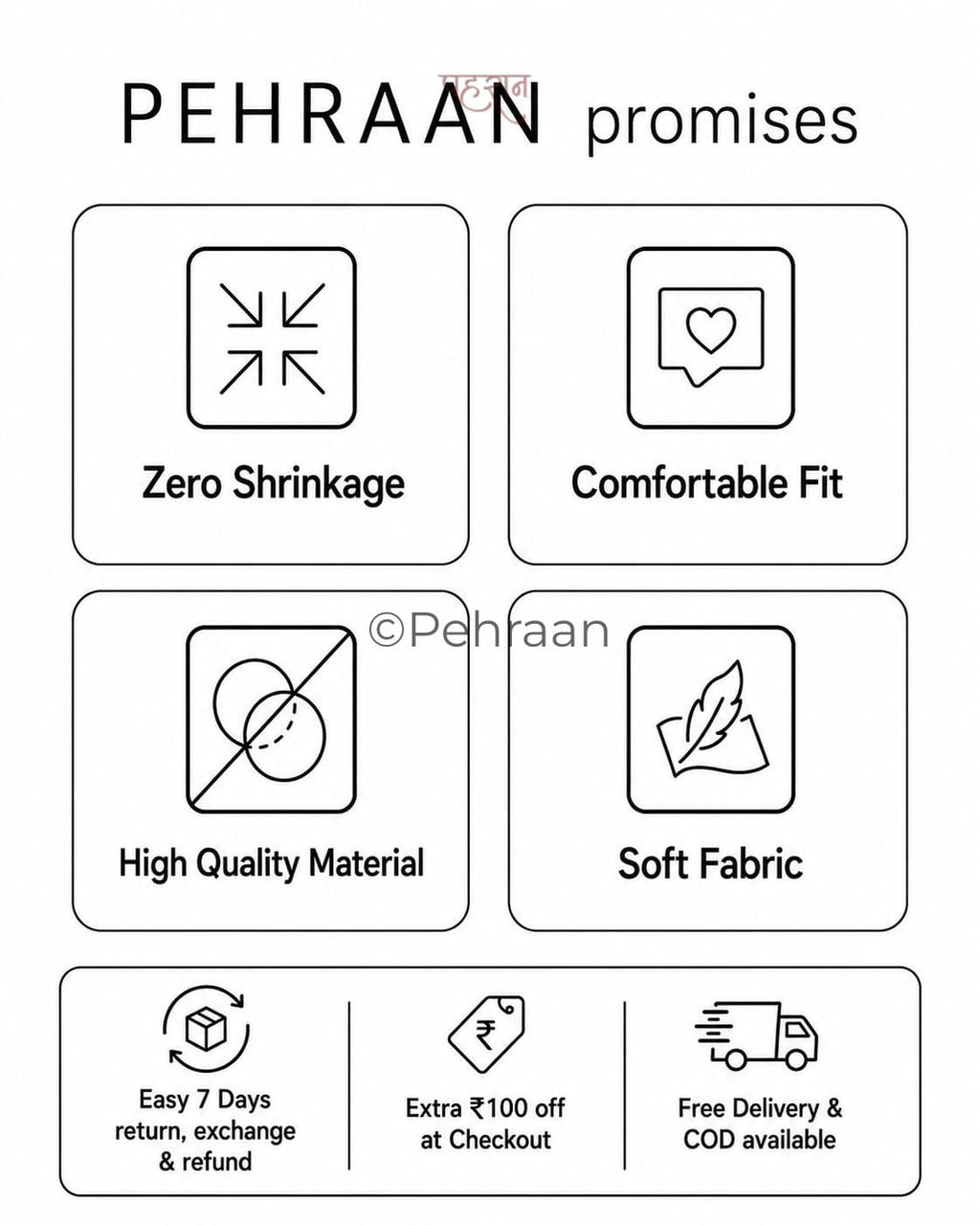 Pehraan Ultra-Comfortable Free Style Pants - Black/White