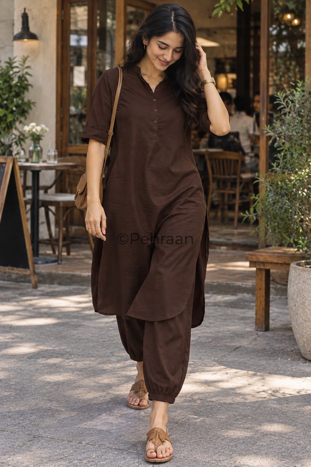 Pehraan Pathani Cotton 2 Piece Kurta Set for Women For Office & Casual Wear