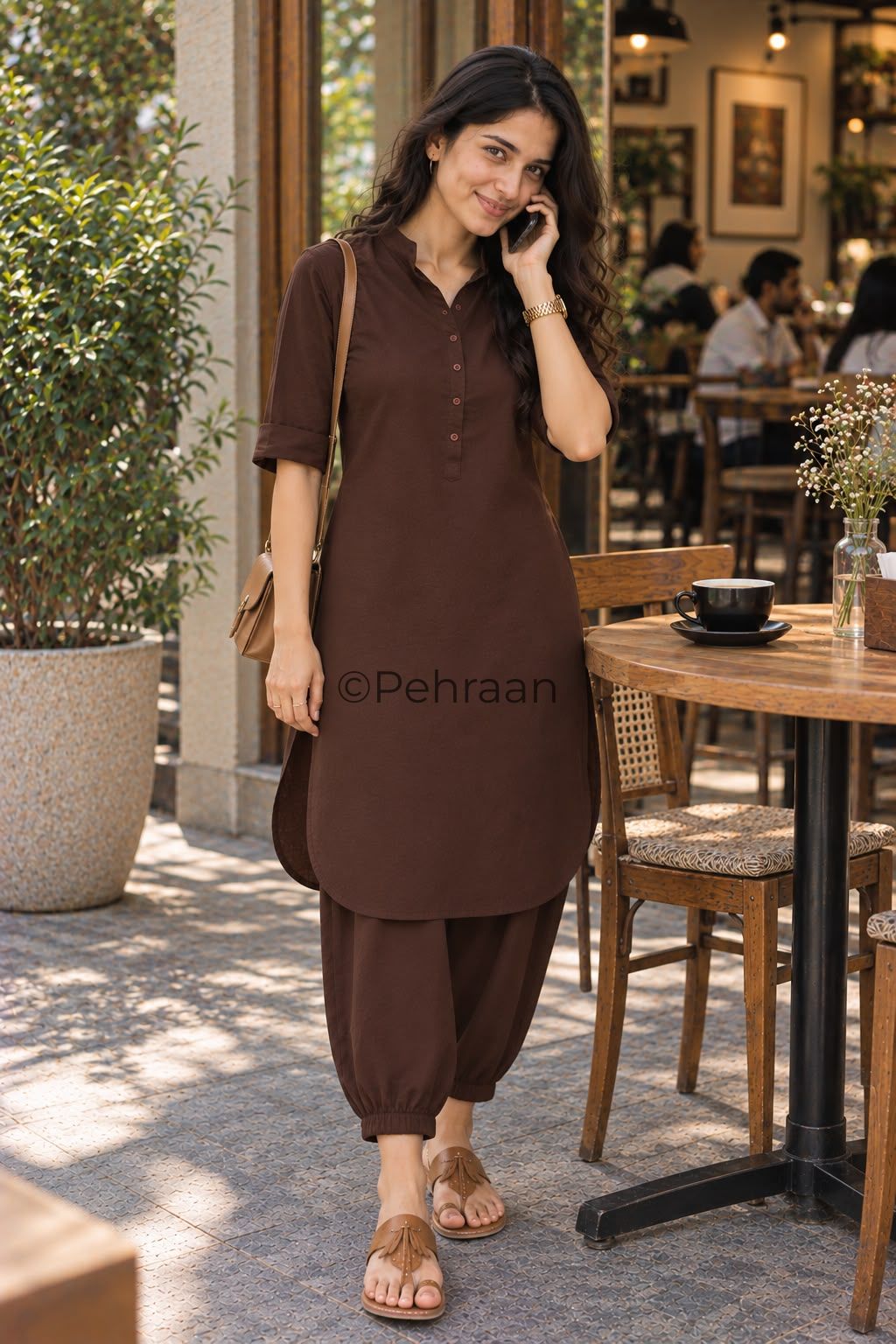 Pehraan Pathani Cotton 2 Piece Kurta Set for Women For Office & Casual Wear