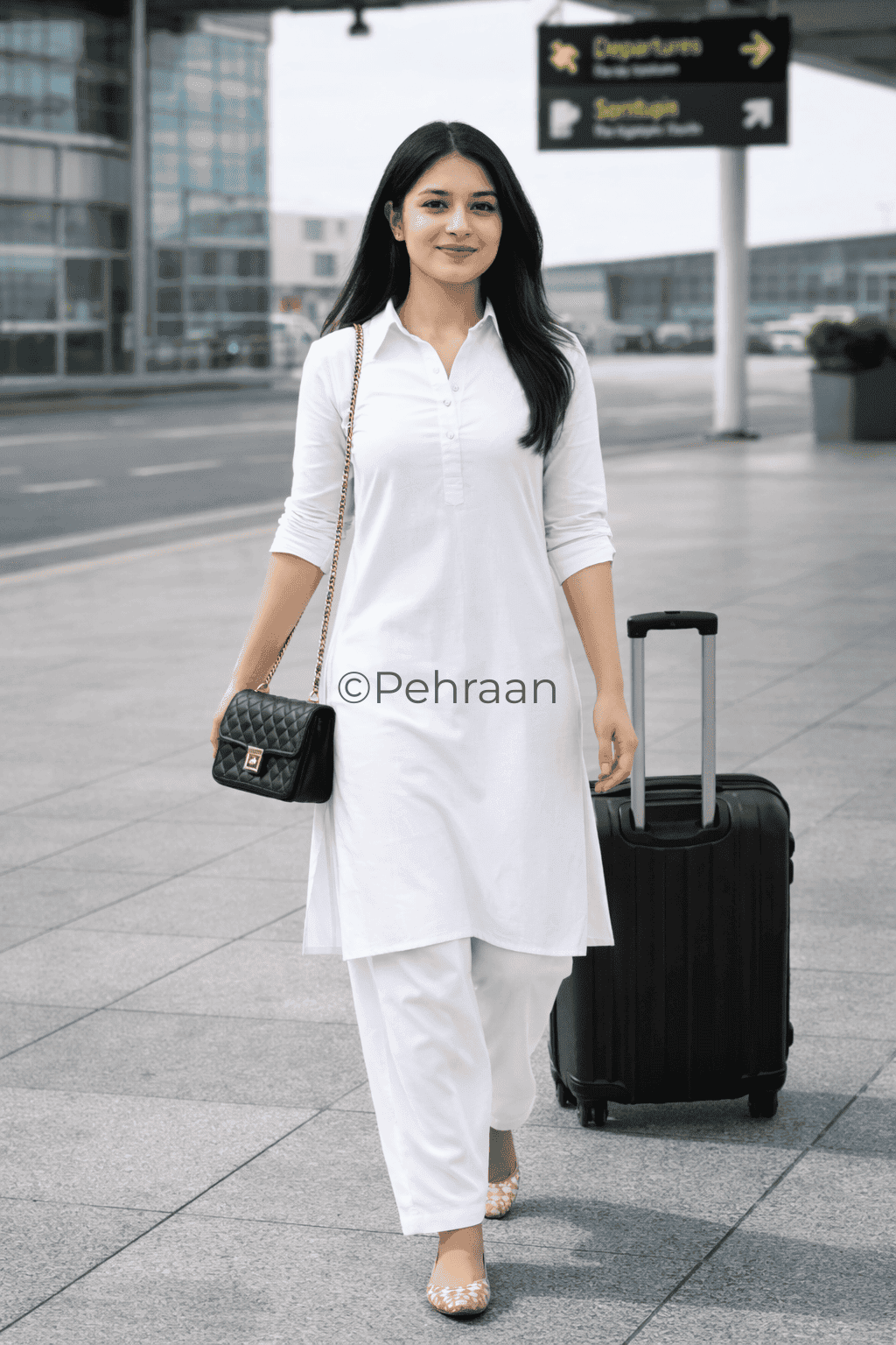 Pehraan Classic Cotton Kurta Pant Set for Girls/Women for Office & Casual wear - Pehraan