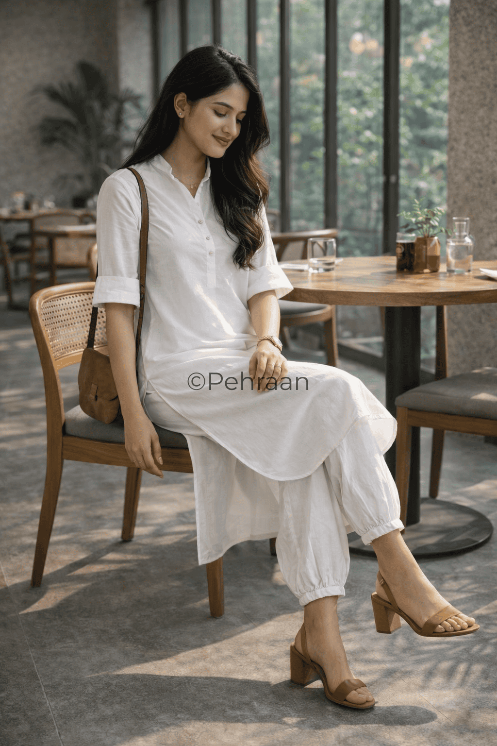 Pehraan Pathani Cotton 2 Piece Kurta Set for Women For Office & Casual Wear - Pehraan