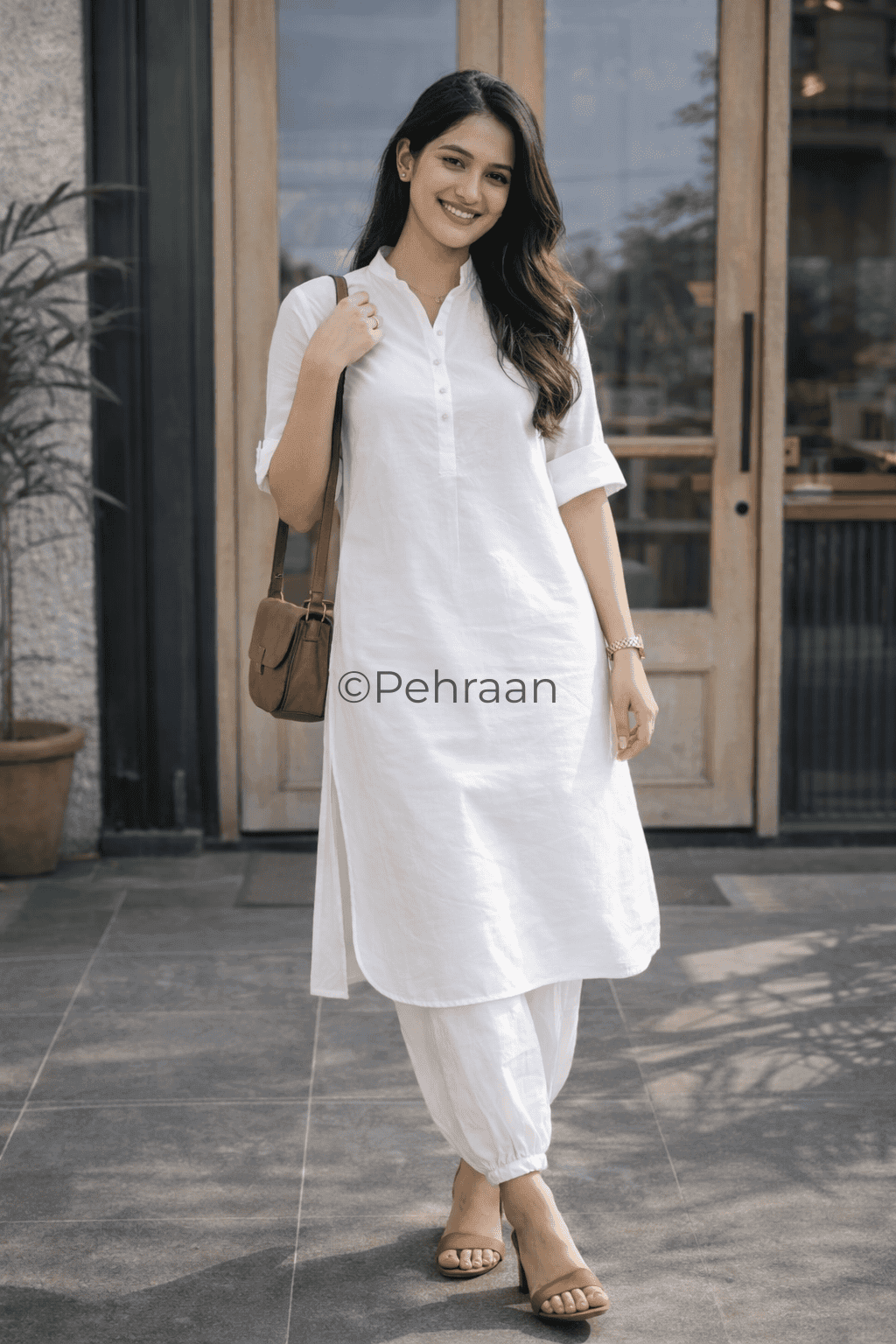 Pehraan Pathani Cotton 2 Piece Kurta Set for Women For Office & Casual Wear - Pehraan