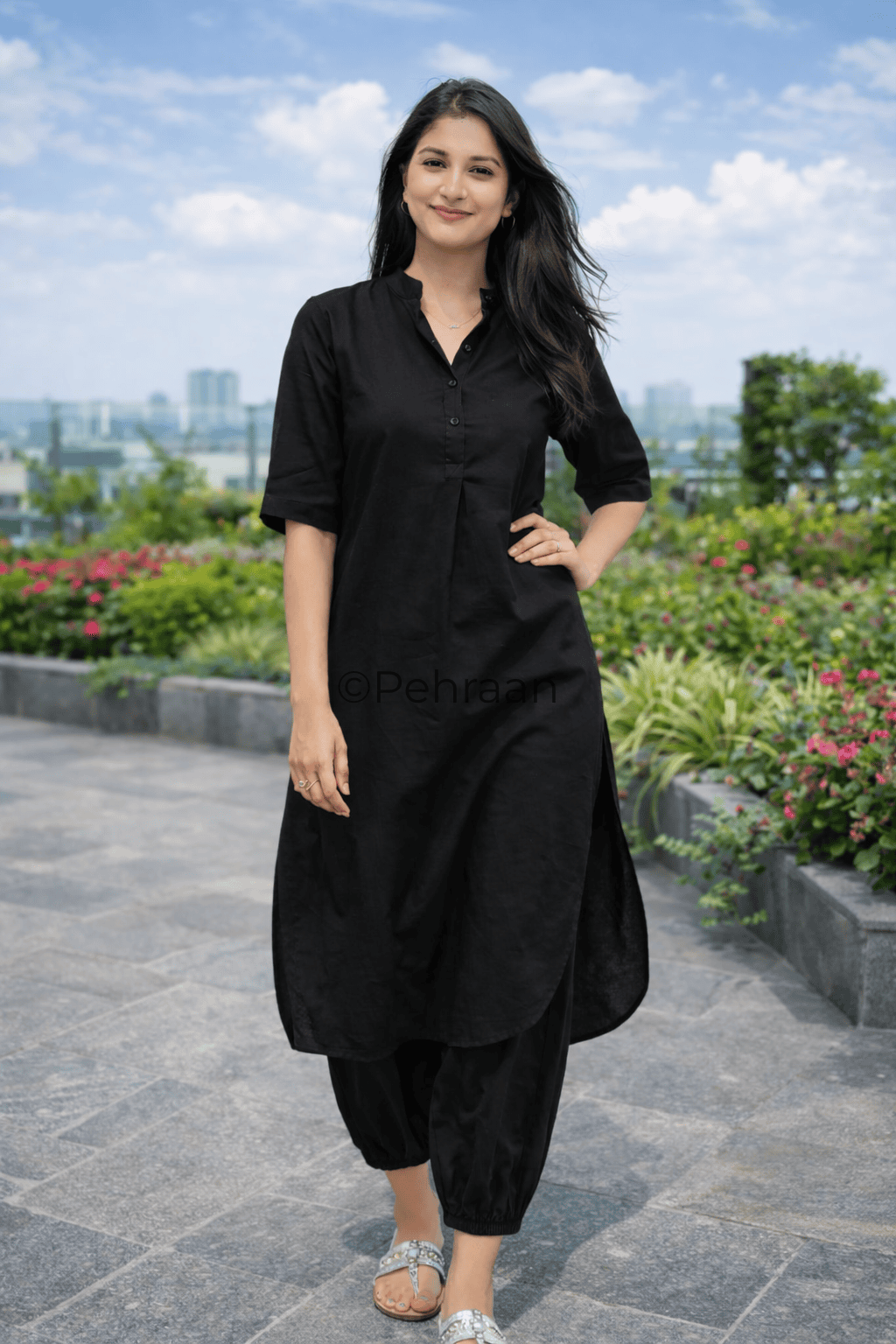 Pehraan Pathani Cotton 2 Piece Kurta Set for Women For Office & Casual Wear - Pehraan