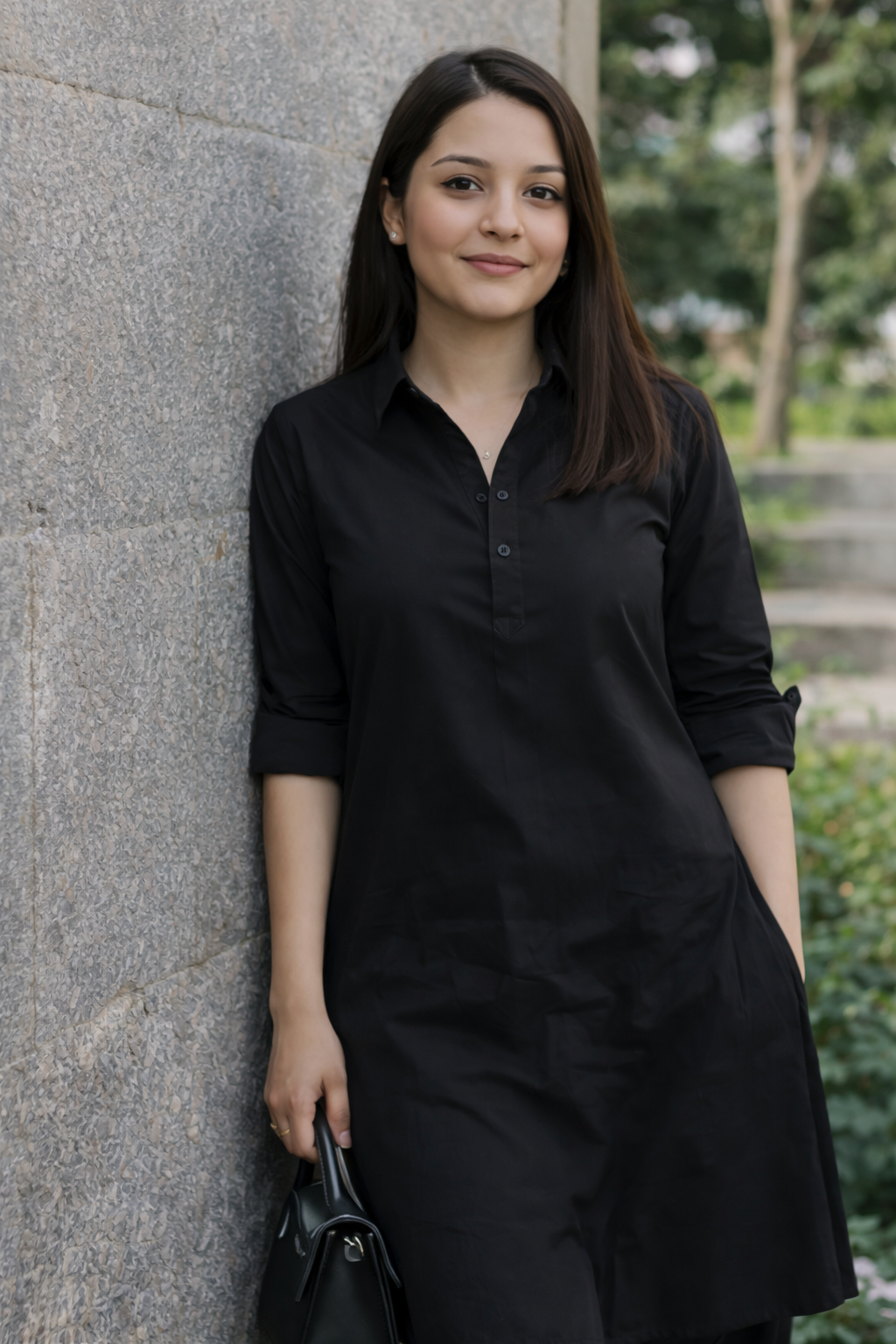 Pehraan Classic Black Cotton Kurta Pant Set for Girls/Women for Office & Casual wear