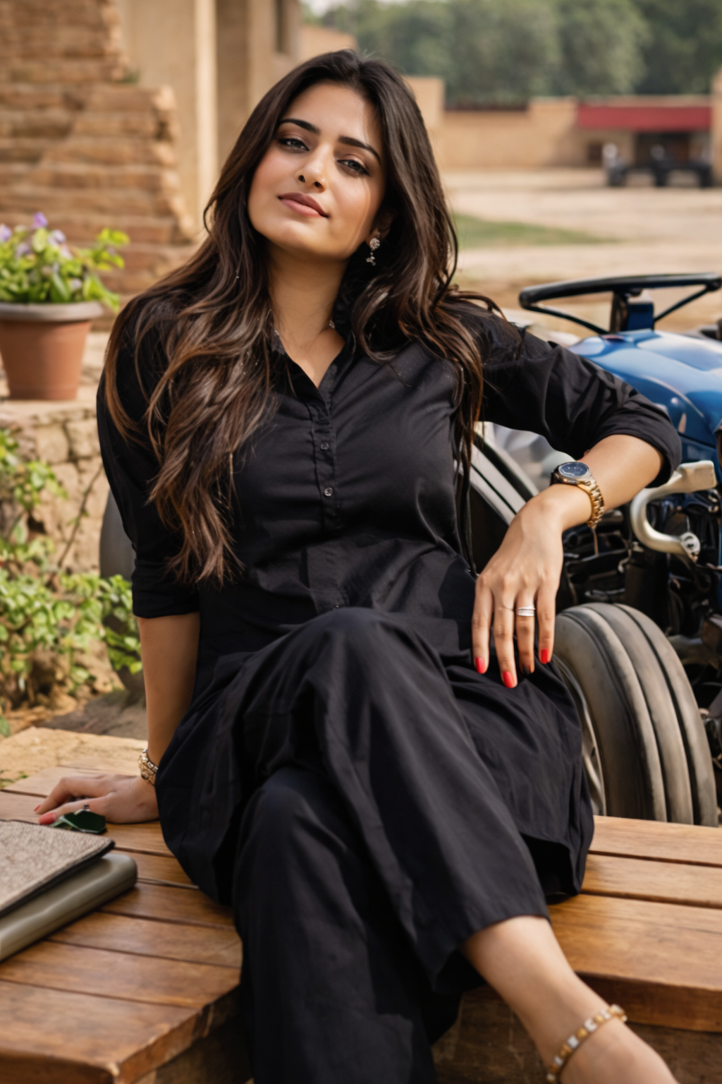 Pehraan Classic Black Cotton Kurta Pant Set for Girls/Women for Office & Casual wear