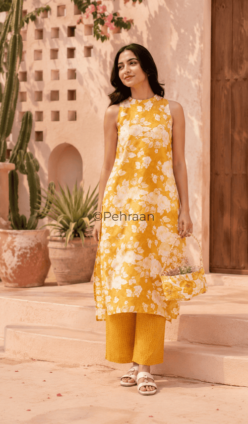 Pehraan's Sunlight Cotton Kurta Pant Set - Pehraan